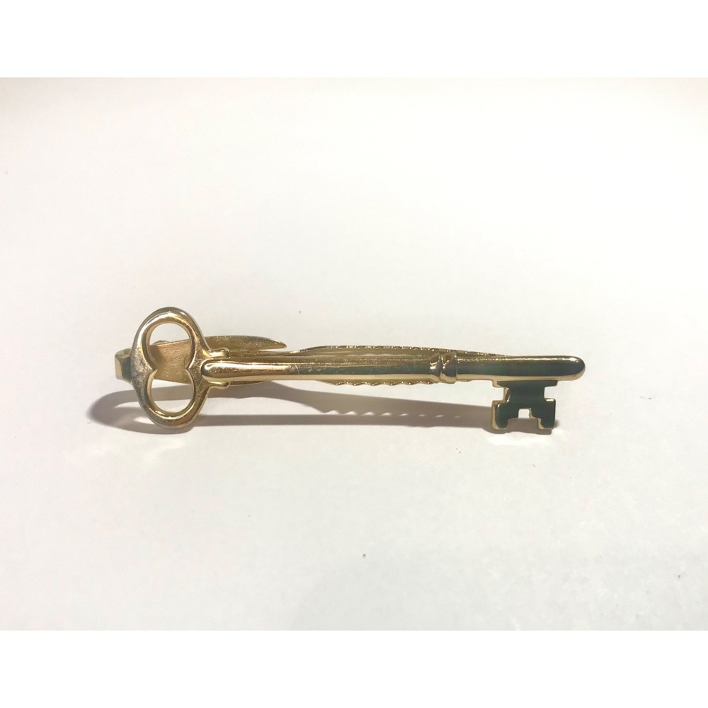 Vintage HICKOK Skeleton Key Tie Bar Money Clip Gold Tone Made in the USA